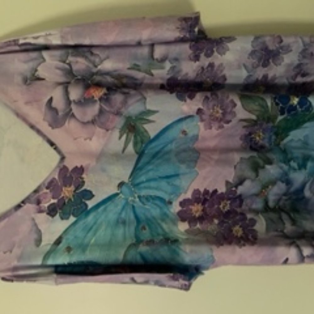 4xl summer top purple & green butterfly design